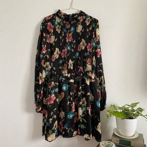 Zara Floral Silk Romper With Chiffon Sleeves